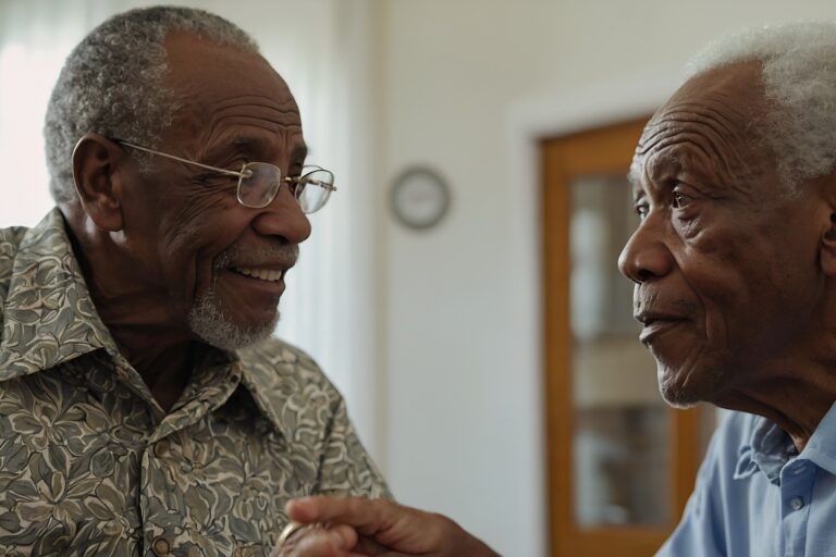 Foto com dois idosos